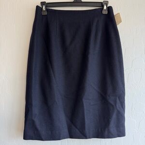 VTG Valerie Stevens Pure Wool Pencil Skirt 8 Navy Blue NWT 90s Quiet Luxury